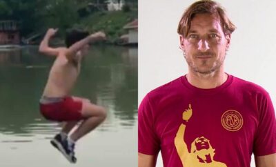 Gabriele si butta nel Tevere per Francesco Totti