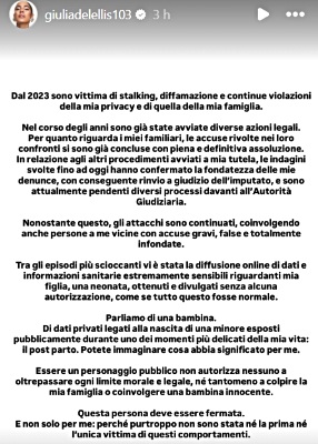 Giulia De Lellis vittima di stalking dal 2023, coinvolta anche la figlia: il duro sfogo social