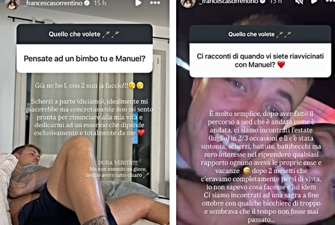 Francesca Sorrentino e Manuel sognano un figlio? Lei racconta come sono tornati insieme
